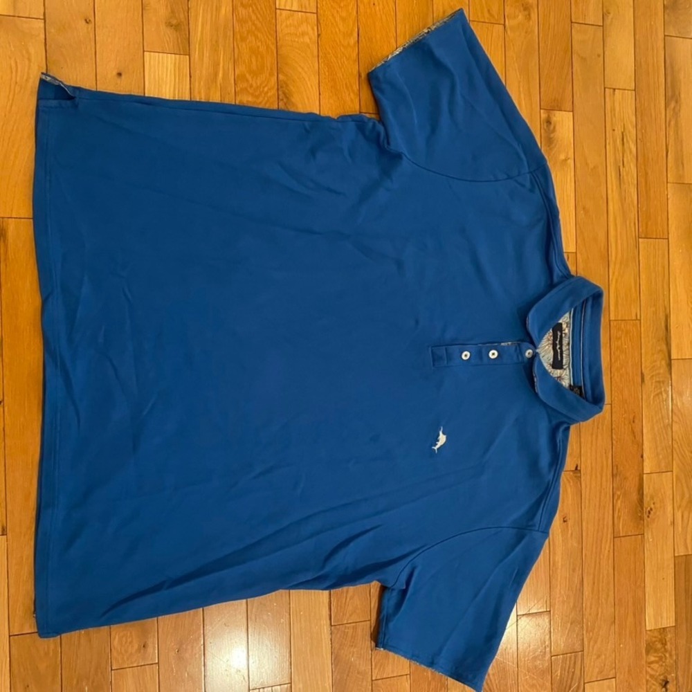 Tommy Bahama Mens 3XL Blue Supima Cotton Blend Short Sleeve Polo Shirt Logo